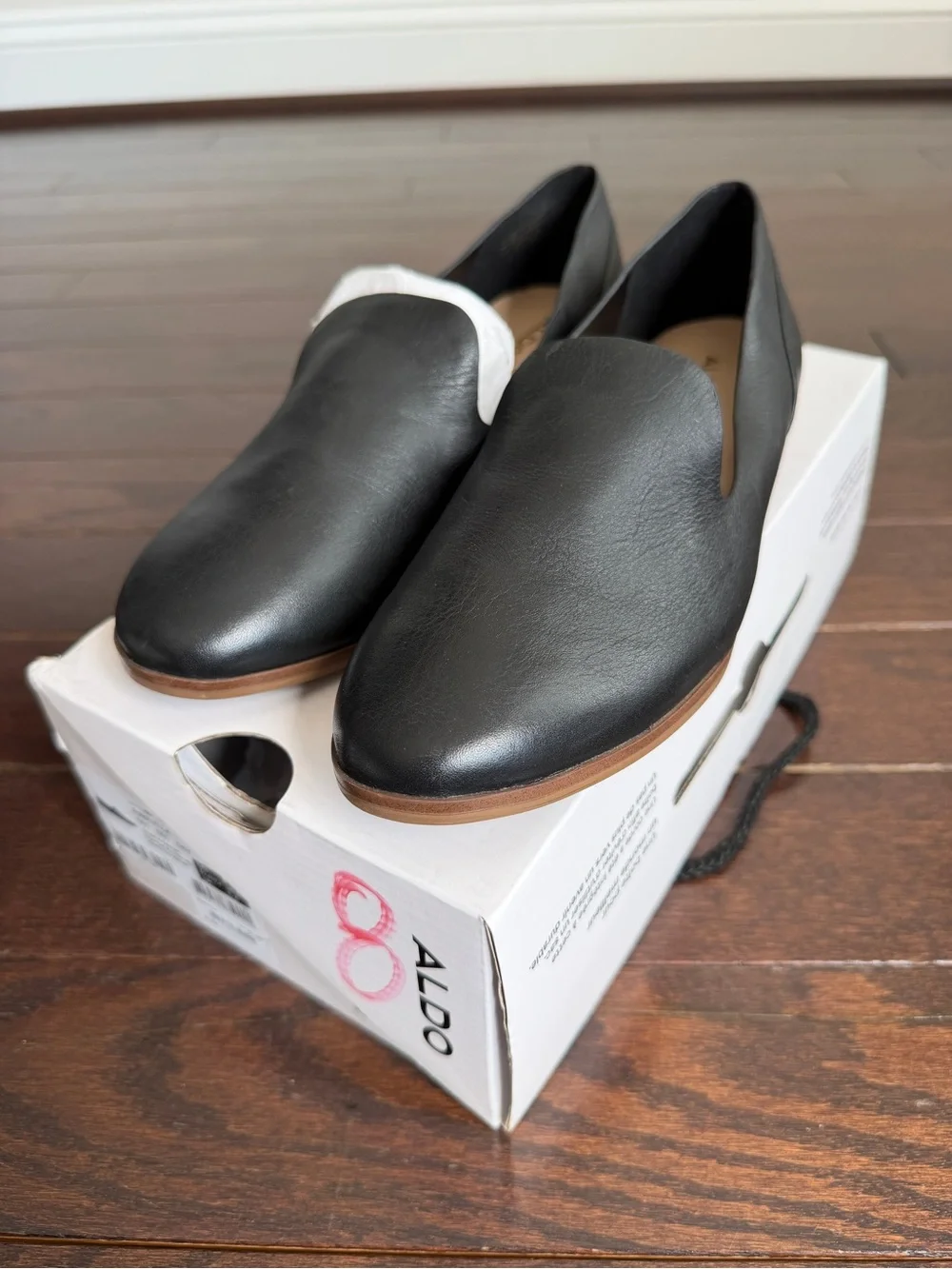 ALDO Ribrylla Black Leather Loafers size 8